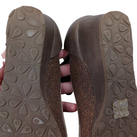 Aetrex Becca Woven Leather Wedge Comfort Sandals Size 38 US 7.5-8 Beige Ankle - Picture 9 of 15